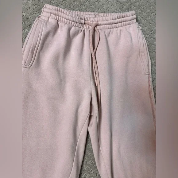 Sz S Aerie jogger sweatpants baby pink rose blush elastic waits pockets - Picture 2 of 8